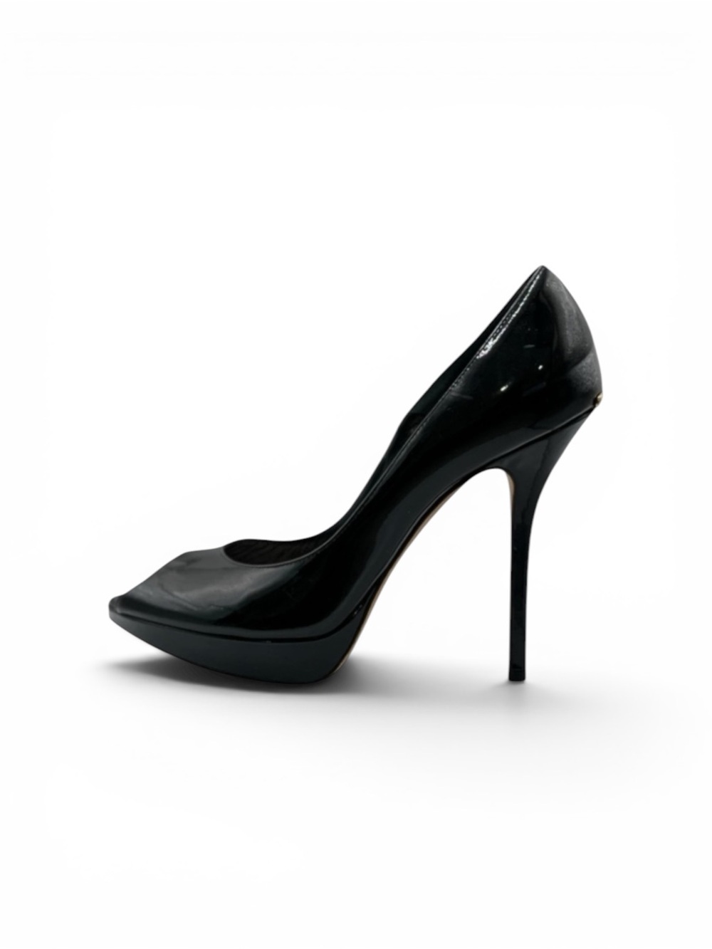 Dior black high heels Elegant Black Peep-Toe 
patent leather